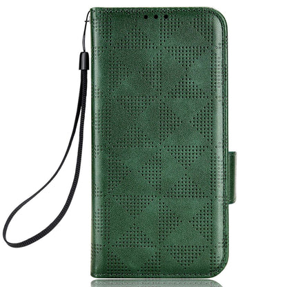 For Oppo Find X5 Pro 5G Triangle Pattern Imprinted Magnetic Phone Case Stand Wallet Style Anti-fall Leather Shell with Strap