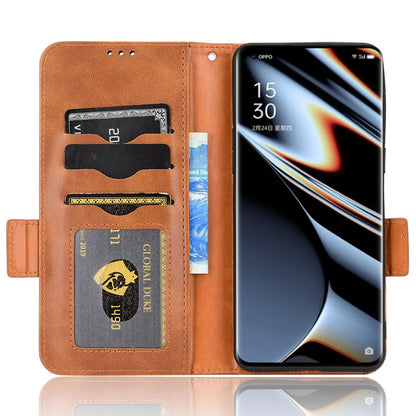 For Oppo Find X5 Pro 5G Triangle Pattern Imprinted Magnetic Phone Case Stand Wallet Style Anti-fall Leather Shell with Strap