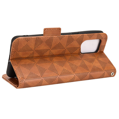 For Oppo Find X5 Pro 5G Triangle Pattern Imprinted Magnetic Phone Case Stand Wallet Style Anti-fall Leather Shell with Strap