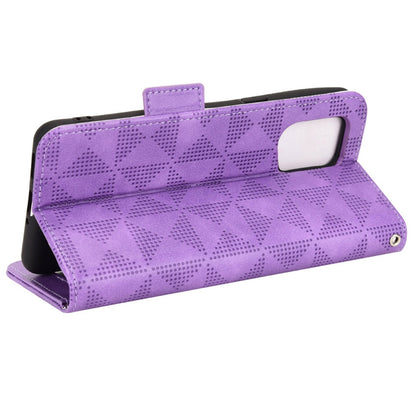 For Oppo Find X5 Pro 5G Triangle Pattern Imprinted Magnetic Phone Case Stand Wallet Style Anti-fall Leather Shell with Strap