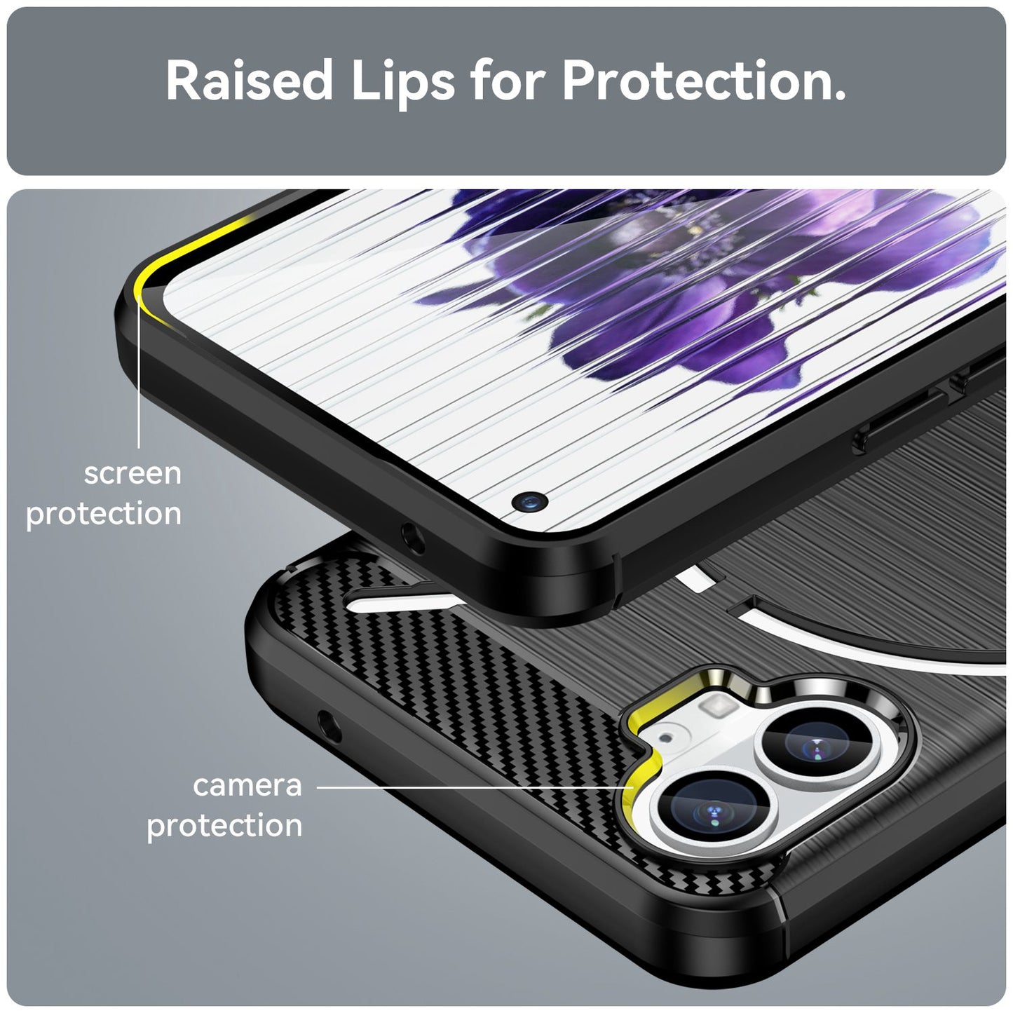Brushed Phone Case for Nothing phone (1) 5G, Carbon Fiber Texture Anti-scratch Soft TPU Back Cover