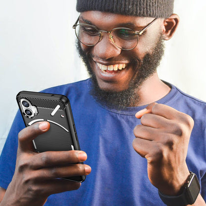 Brushed Phone Case for Nothing phone (1) 5G, Carbon Fiber Texture Anti-scratch Soft TPU Back Cover