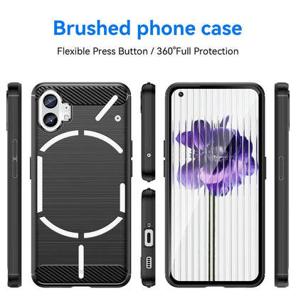 Brushed Phone Case for Nothing phone (1) 5G, Carbon Fiber Texture Anti-scratch Soft TPU Back Cover