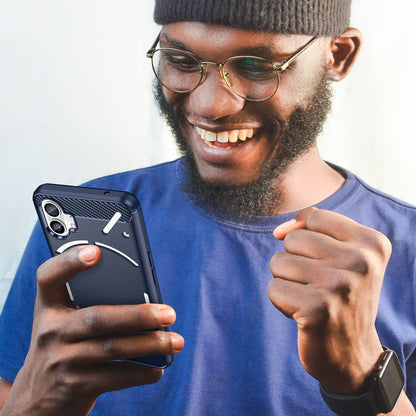 Brushed Phone Case for Nothing phone (1) 5G, Carbon Fiber Texture Anti-scratch Soft TPU Back Cover