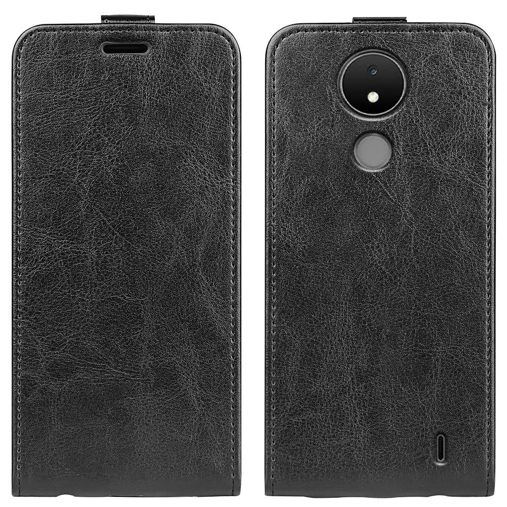 For Nokia C21 Crazy Horse Texture Card Holder Leather Protective Cover Vertical Flip Phone Anti-drop Case