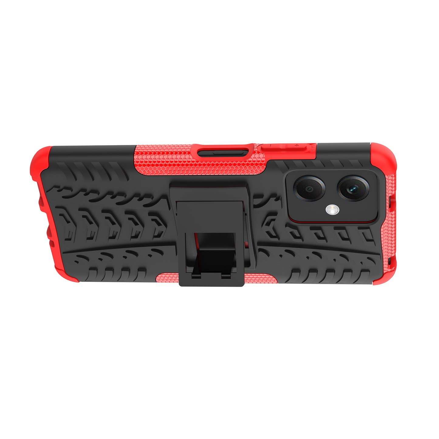 For Xiaomi Redmi Note 12 5G (Global) / (India) / (China) / Poco X5 5G Hard PC+TPU Rugged Tire Pattern Shock-absorbing Phone Case Kickstand Back Cover