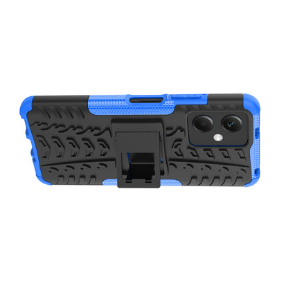 For Xiaomi Redmi Note 12 5G (Global) / (India) / (China) / Poco X5 5G Hard PC+TPU Rugged Tire Pattern Shock-absorbing Phone Case Kickstand Back Cover