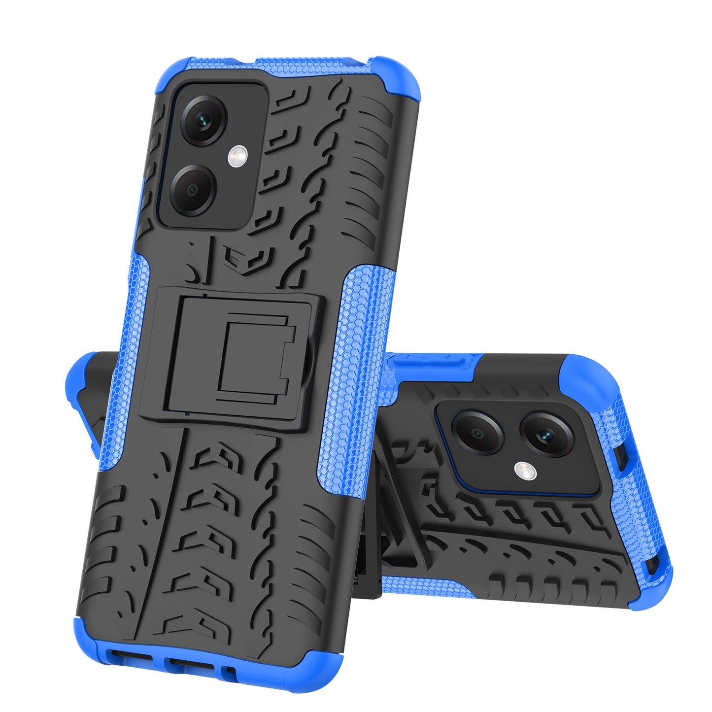 For Xiaomi Redmi Note 12 5G (Global) / (India) / (China) / Poco X5 5G Hard PC+TPU Rugged Tire Pattern Shock-absorbing Phone Case Kickstand Back Cover