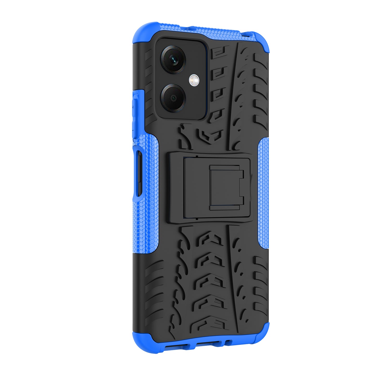 For Xiaomi Redmi Note 12 5G (Global) / (India) / (China) / Poco X5 5G Hard PC+TPU Rugged Tire Pattern Shock-absorbing Phone Case Kickstand Back Cover