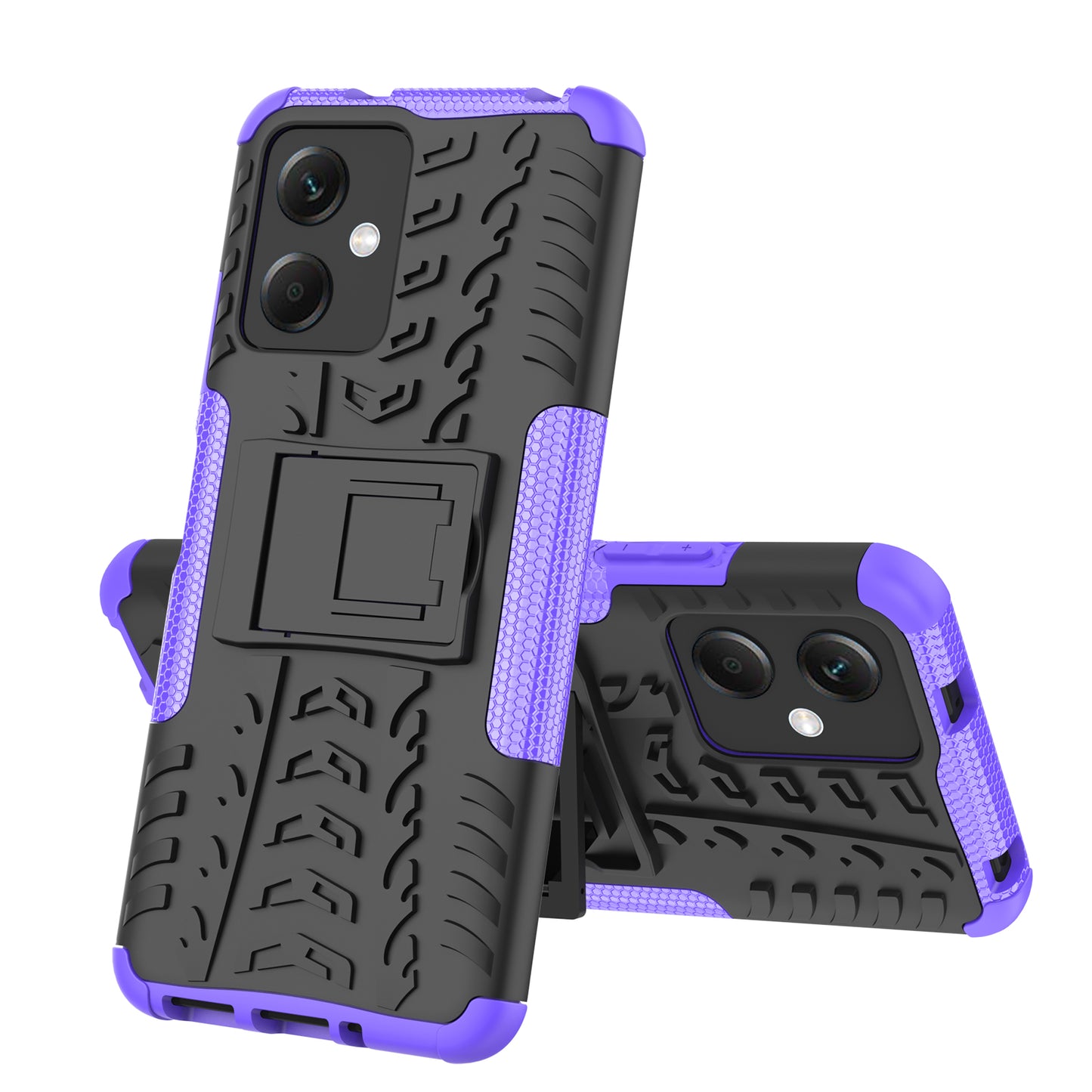For Xiaomi Redmi Note 12 5G (Global) / (India) / (China) / Poco X5 5G Hard PC+TPU Rugged Tire Pattern Shock-absorbing Phone Case Kickstand Back Cover