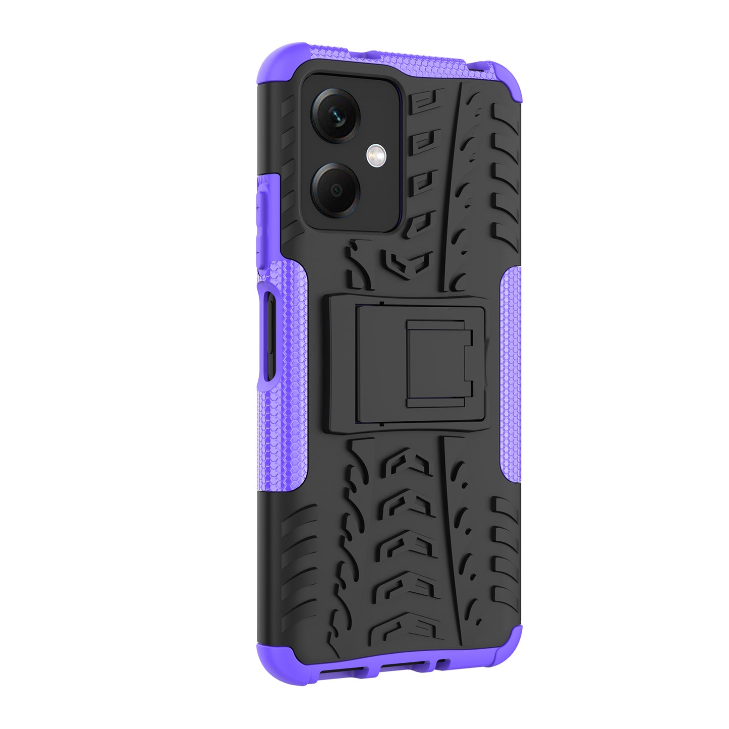 For Xiaomi Redmi Note 12 5G (Global) / (India) / (China) / Poco X5 5G Hard PC+TPU Rugged Tire Pattern Shock-absorbing Phone Case Kickstand Back Cover