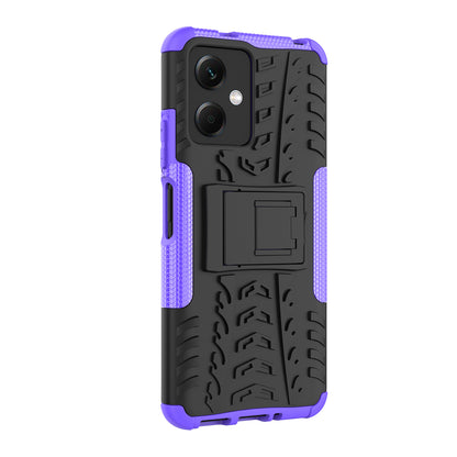 For Xiaomi Redmi Note 12 5G (Global) / (India) / (China) / Poco X5 5G Hard PC+TPU Rugged Tire Pattern Shock-absorbing Phone Case Kickstand Back Cover