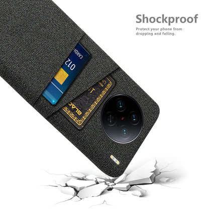 For vivo X90 Pro 5G Cloth Texture Dual Card Slots Hard PC Cover Drop-proof Protection Phone Case
