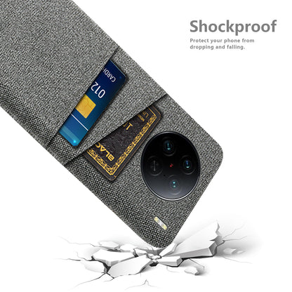 For vivo X90 Pro 5G Cloth Texture Dual Card Slots Hard PC Cover Drop-proof Protection Phone Case