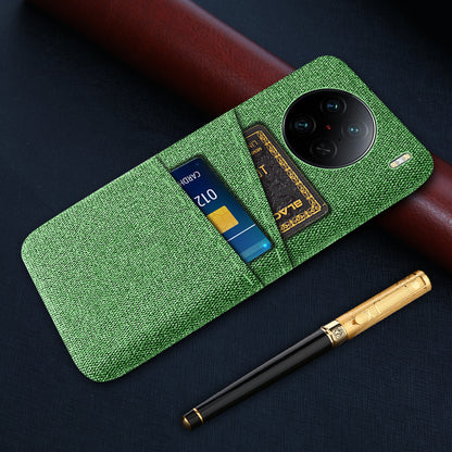 For vivo X90 Pro 5G Cloth Texture Dual Card Slots Hard PC Cover Drop-proof Protection Phone Case