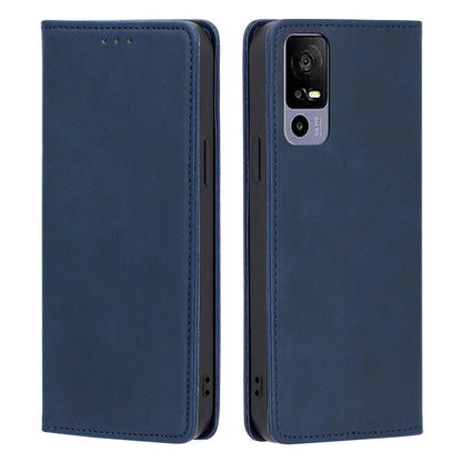 Calf Texture Magnetic Auto-absorbed Phone Case for TCL 40R 5G, PU Leather Wallet Stand Shockproof Cover