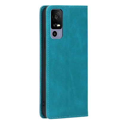 Calf Texture Magnetic Auto-absorbed Phone Case for TCL 40R 5G, PU Leather Wallet Stand Shockproof Cover