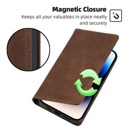 Calf Texture Magnetic Auto-absorbed Phone Case for TCL 40R 5G, PU Leather Wallet Stand Shockproof Cover