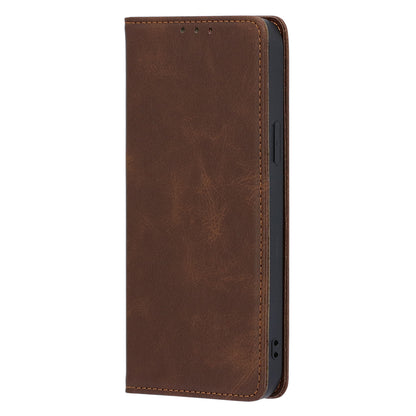 Calf Texture Magnetic Auto-absorbed Phone Case for TCL 40R 5G, PU Leather Wallet Stand Shockproof Cover