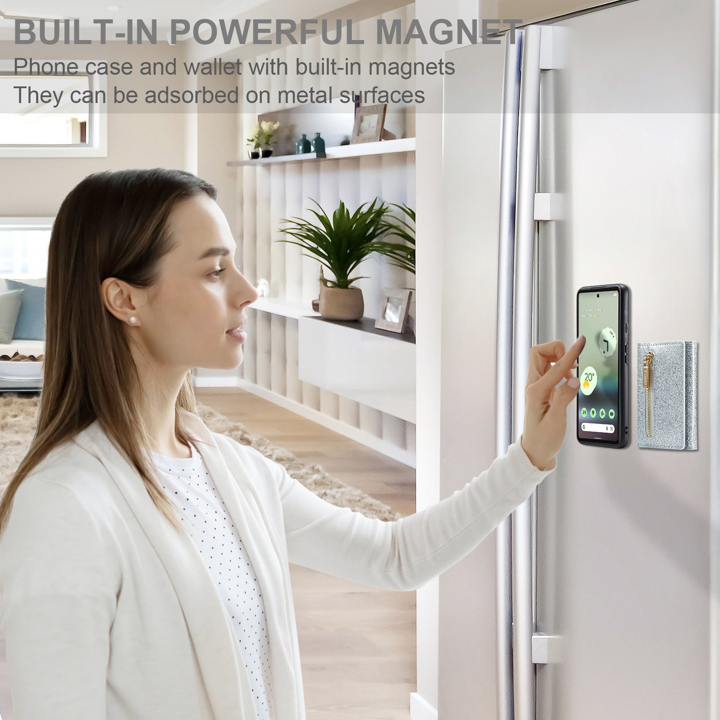 DG.MING M3 Series For Google Pixel 6a Glitter Bling Powder PU Leather Anti-scratch Magnetic Phone Cover PC+TPU Kickstand Zipper Pocket Wallet Smartphone Case