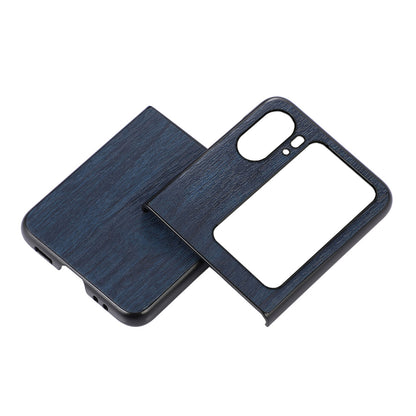 For Oppo Find N2 Flip 5G Wood Texture Folding Phone Case PU Leather Coated Soft TPU + Hard PC Hybrid Protective Cover