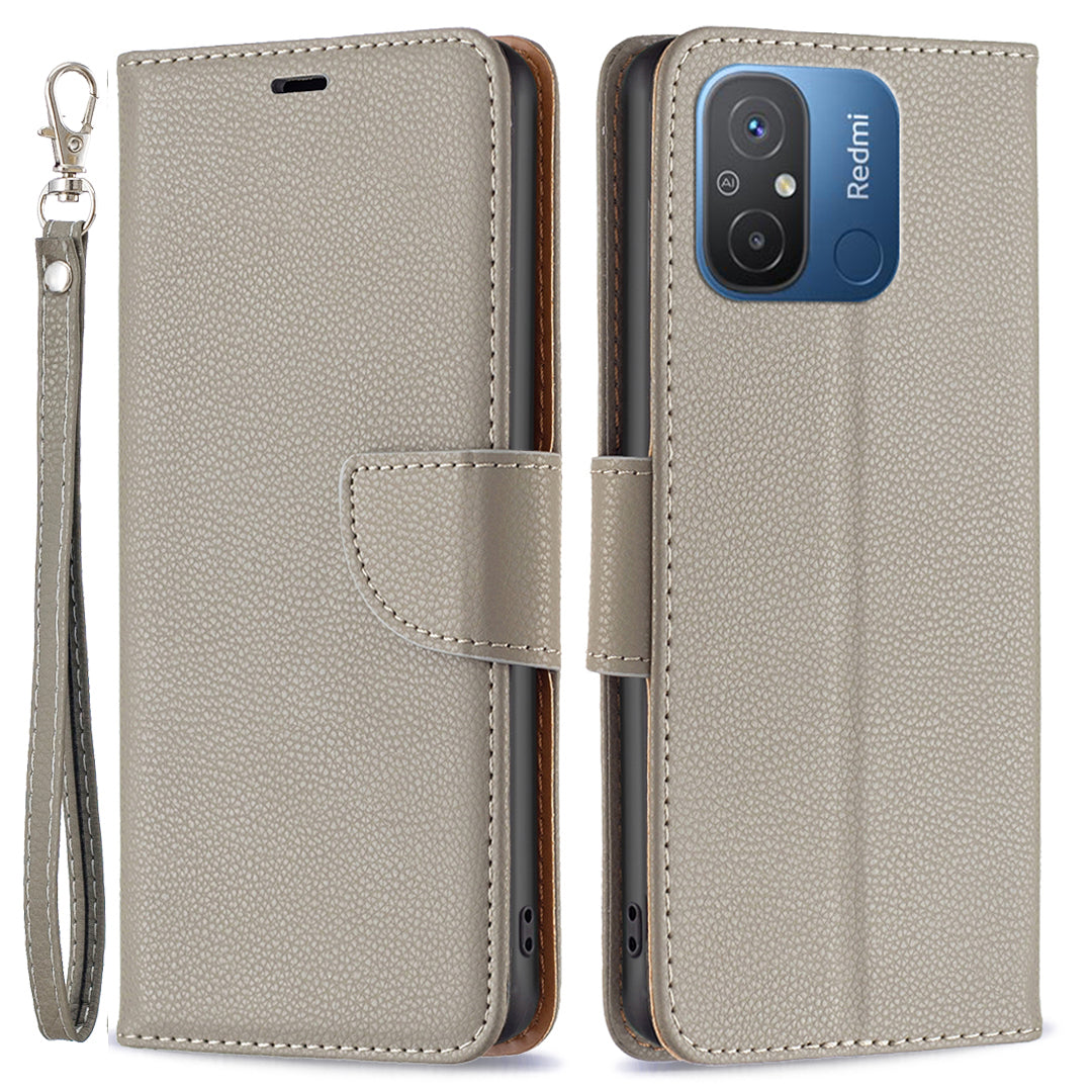 Wallet Case for Xiaomi Redmi 12C 4G PU Leather Phone Case Solid Color Stand Mobile Phone Cover