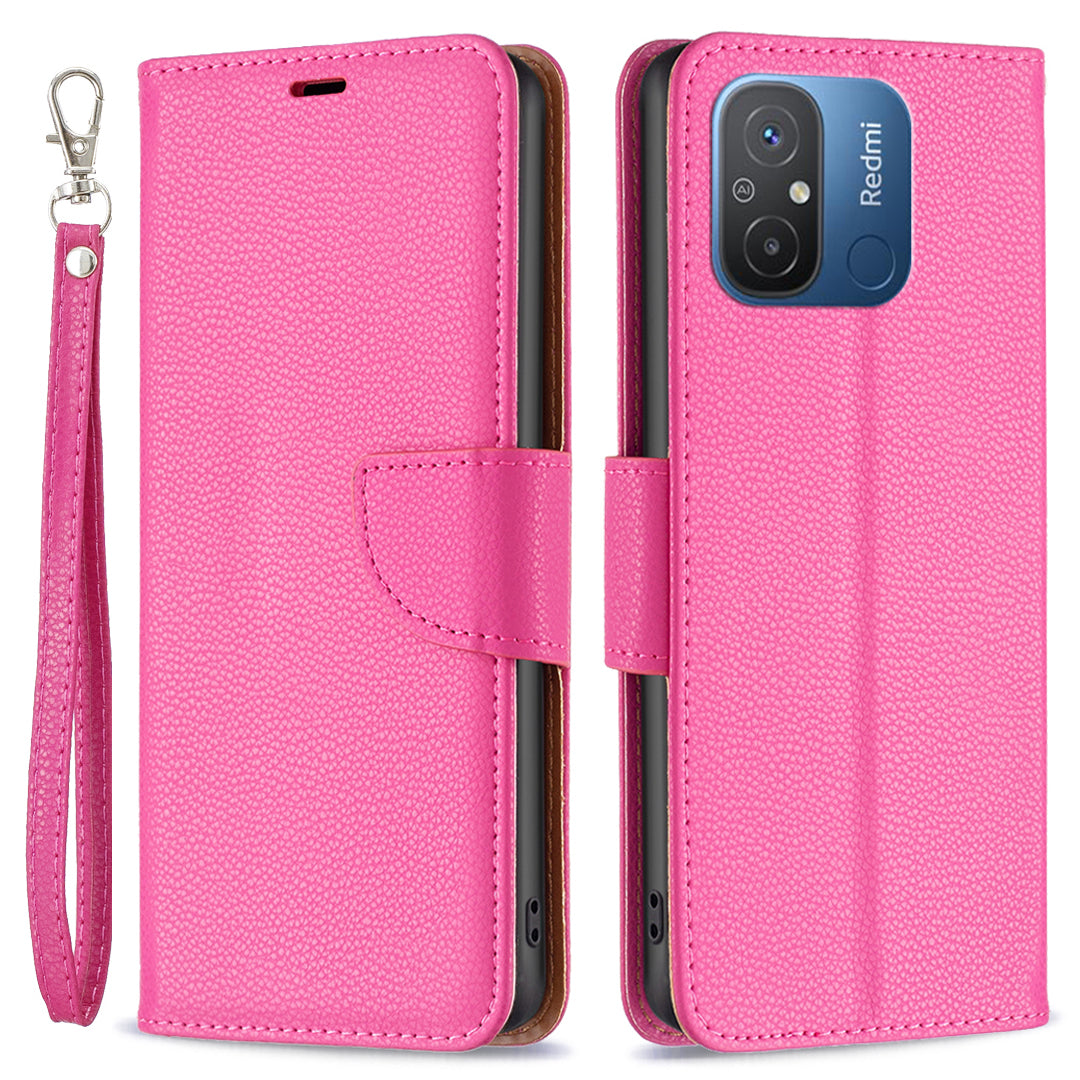 Wallet Case for Xiaomi Redmi 12C 4G PU Leather Phone Case Solid Color Stand Mobile Phone Cover