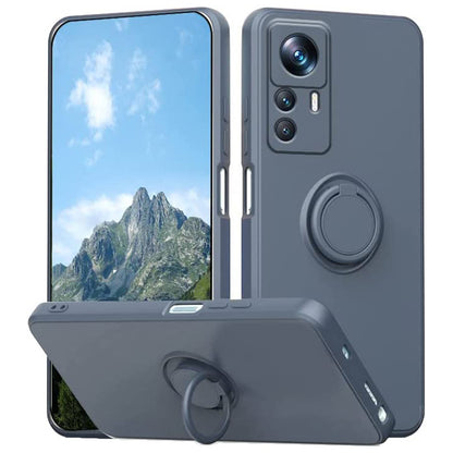For Xiaomi 12T 5G / Redmi K50 Ultra 5G Ring Kickstand Liquid Silicone Phone Case Cell Phone Cover with Lanyard
