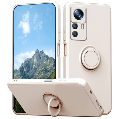 For Xiaomi 12T 5G / Redmi K50 Ultra 5G Ring Kickstand Liquid Silicone Phone Case Cell Phone Cover with Lanyard