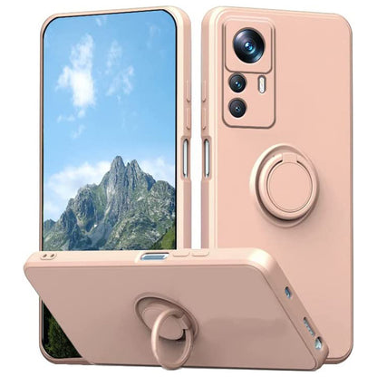 For Xiaomi 12T 5G / Redmi K50 Ultra 5G Ring Kickstand Liquid Silicone Phone Case Cell Phone Cover with Lanyard