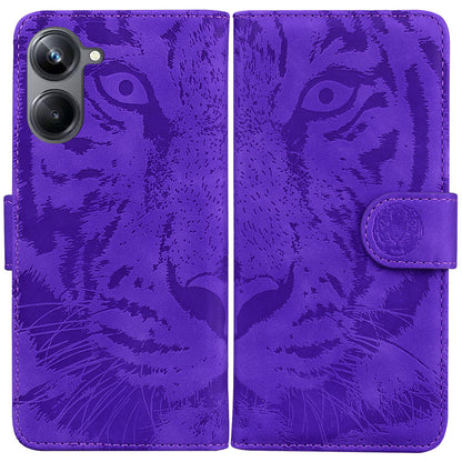 Flip Wallet Case for Realme 10 Pro 5G , Tiger Pattern Imprinted PU Leather Stand Phone Cover