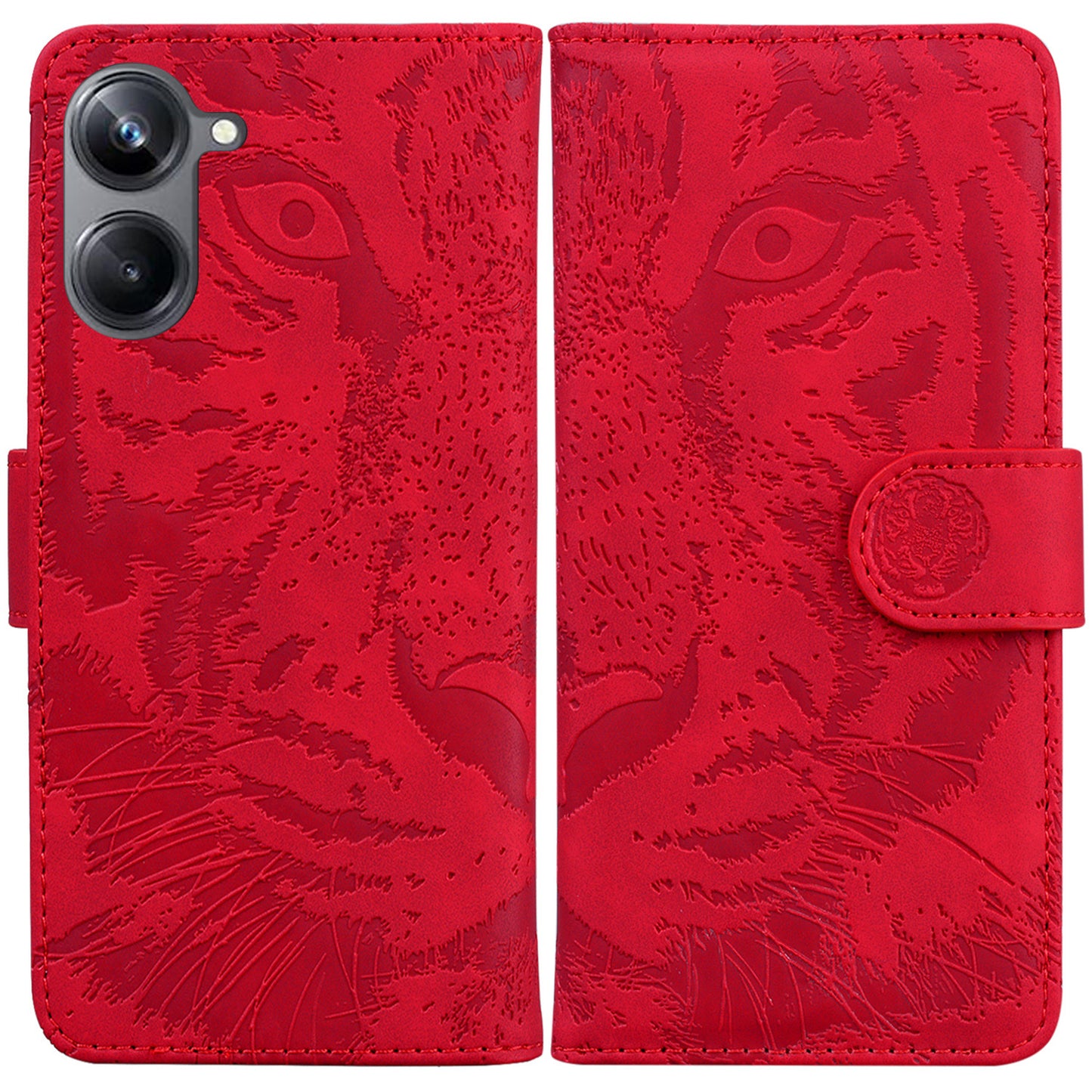 Flip Wallet Case for Realme 10 Pro 5G , Tiger Pattern Imprinted PU Leather Stand Phone Cover