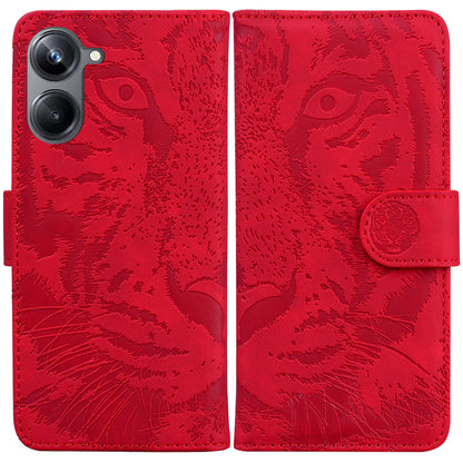 Flip Wallet Case for Realme 10 Pro 5G , Tiger Pattern Imprinted PU Leather Stand Phone Cover