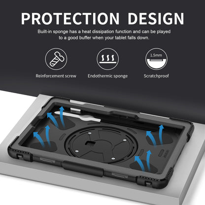 For Samsung Galaxy Tab S8 Kickstand PC + Silicone Hybrid Case Hand Strap Tablet Cover with Shoulder Strap