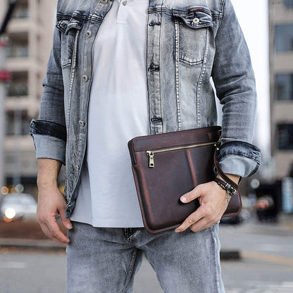 Shockproof Carrying Case for MacBook Air 13 inch (2022) A2681 Genuine Leather Storage Bag for 13" Laptops Anti-Scratch Portable Zippered Bag with Outer Pouch