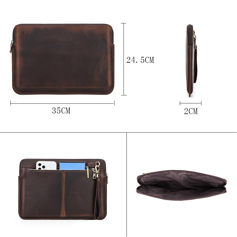 Shockproof Carrying Case for MacBook Air 13 inch (2022) A2681 Genuine Leather Storage Bag for 13" Laptops Anti-Scratch Portable Zippered Bag with Outer Pouch