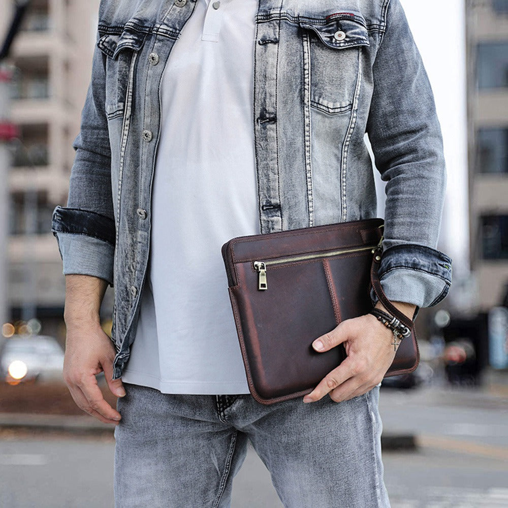 Shockproof Carrying Case for MacBook Air 13 inch (2022) A2681 Genuine Leather Storage Bag for 13" Laptops Anti-Scratch Portable Zippered Bag with Outer Pouch