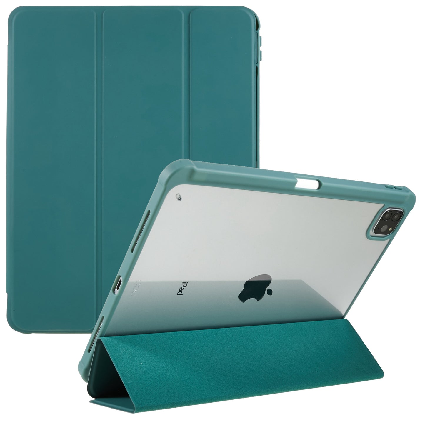 For iPad Pro 12.9 (2018) / (2020) / (2021) / (2022) Anti-Drop Tri-fold Stand Case PU Leather + TPU + Acrylic Tablet Slim Case Shockproof Cover