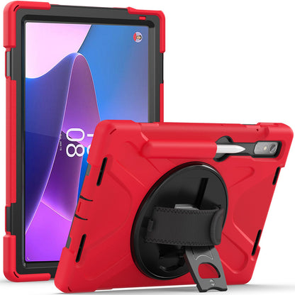 For Lenovo Tab P11 Pro Gen 2 / Tab P11 Pro 2022 Kickstand PC + Silicone Tablet Case 360 Degree Rotation Hand Strap Shockproof Rugged Protective Cover