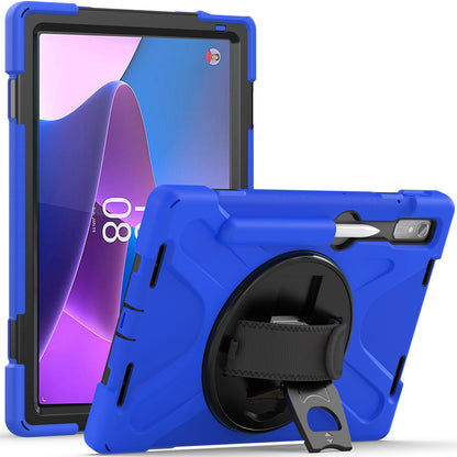 For Lenovo Tab P11 Pro Gen 2 / Tab P11 Pro 2022 Kickstand PC + Silicone Tablet Case 360 Degree Rotation Hand Strap Shockproof Rugged Protective Cover