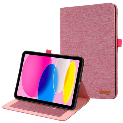 For iPad 10.9 (2022) Cloth Texture Tablet Case Full Body Protection PU Leather Card Holder Folio Stand Cover
