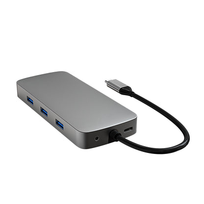 BL10V USB C Hub to HD 4K Video Output+USB 3.0+2xUSB 2.0+2 Memory Card Slots+RJ45+VGA+3.5mm Audio Port+PD Charging Port for Laptop Computer and Type-C Devices