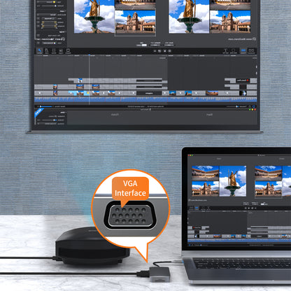 BL10V USB C Hub to HD 4K Video Output+USB 3.0+2xUSB 2.0+2 Memory Card Slots+RJ45+VGA+3.5mm Audio Port+PD Charging Port for Laptop Computer and Type-C Devices