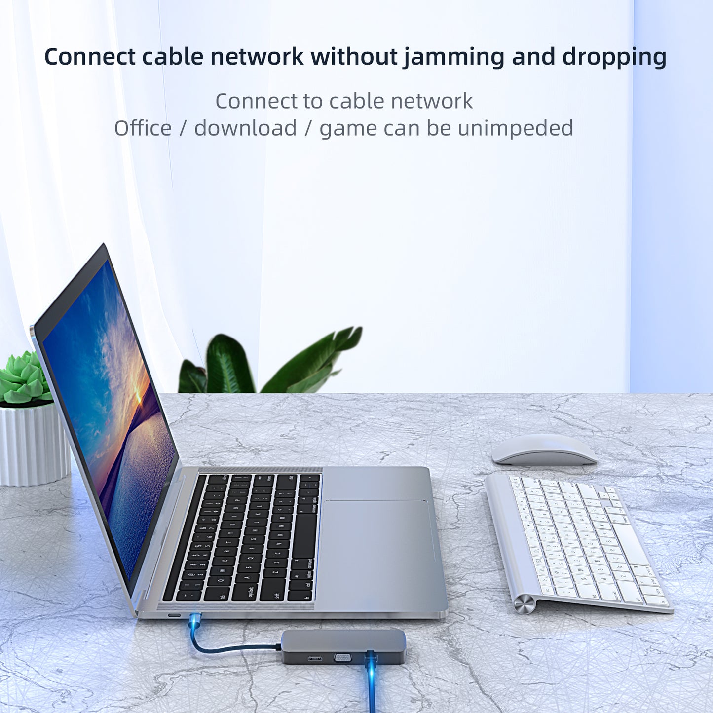 BL10V USB C Hub to HD 4K Video Output+USB 3.0+2xUSB 2.0+2 Memory Card Slots+RJ45+VGA+3.5mm Audio Port+PD Charging Port for Laptop Computer and Type-C Devices