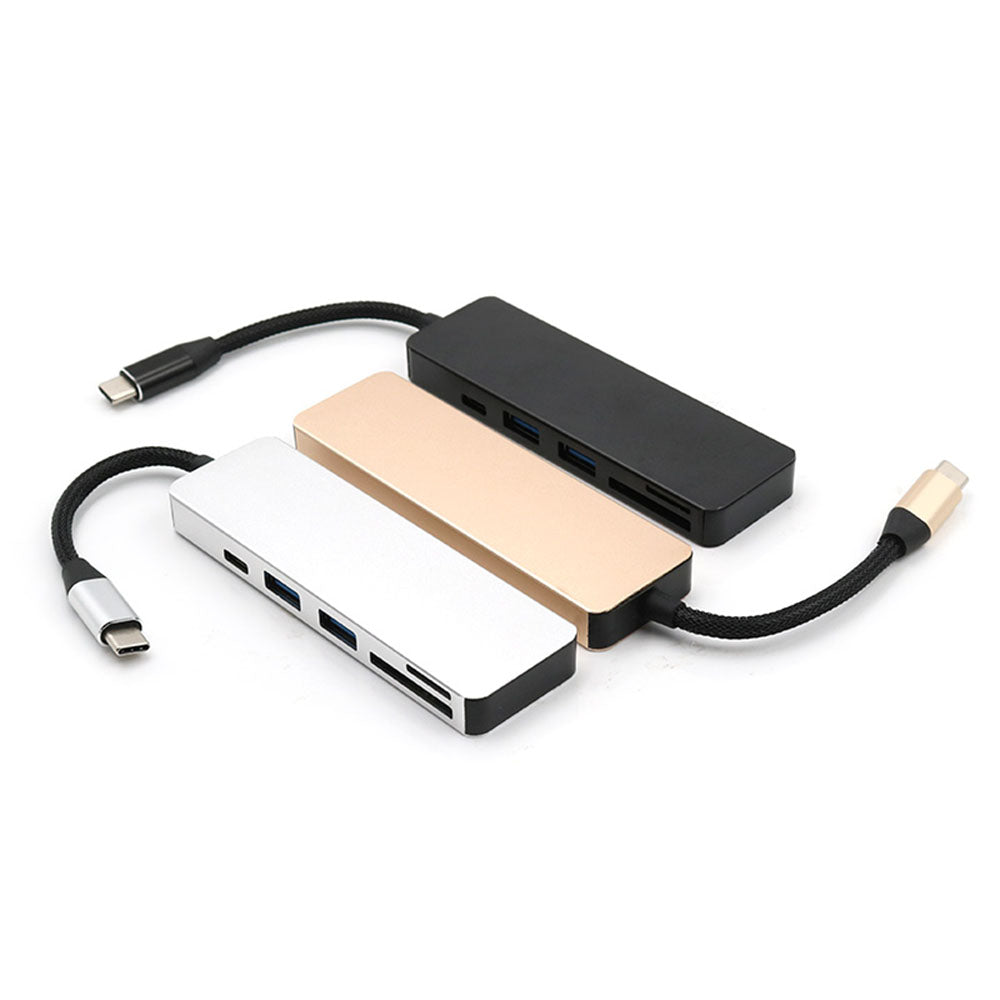 T-551 5 in 1 Type C Multiport Hub Adapter with PD Charging Port USB 3.0 SD/Micro SD Card Reader