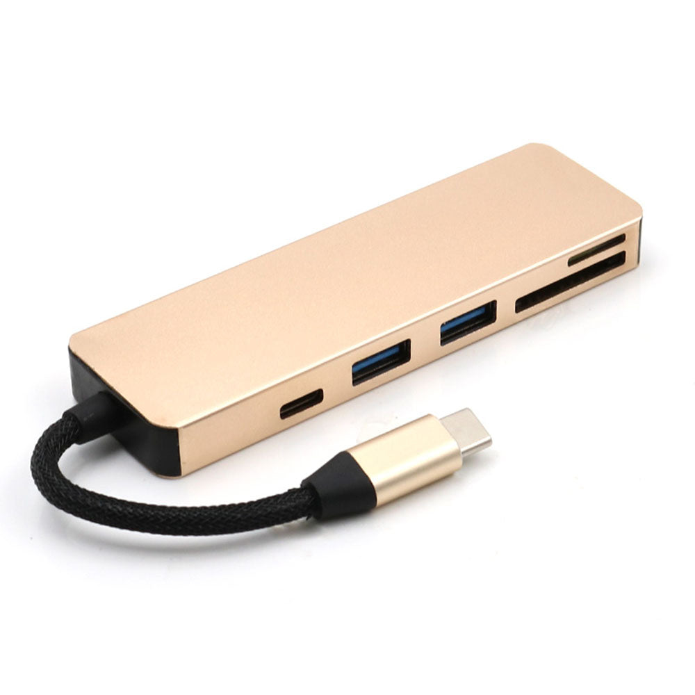 T-551 5 in 1 Type C Multiport Hub Adapter with PD Charging Port USB 3.0 SD/Micro SD Card Reader
