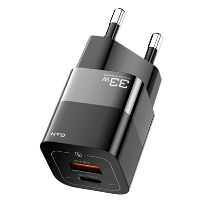 ESSAGER 33W GaN Wall Charger Portable Charger Block with USB-A+Type-C Dual Ports Mobile Phone Fast Charging Adapter