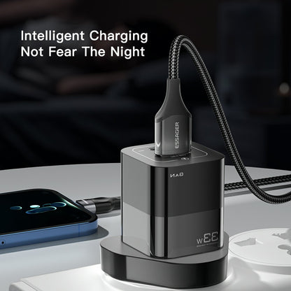 ESSAGER 33W GaN Wall Charger Portable Charger Block with USB-A+Type-C Dual Ports Mobile Phone Fast Charging Adapter
