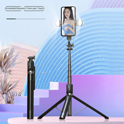 P100D-2 1.8m Aluminum Alloy Telescopic Selfie Stick Bluetooth Remote Control Tripod with Dual Fill Lights