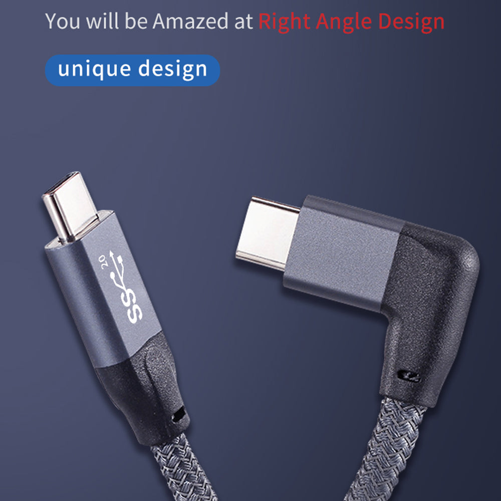 0.5m USB-C Male to USB-C Male Elbow 4K Video Transmission PD Fast Charging Cable Cord with E-mark